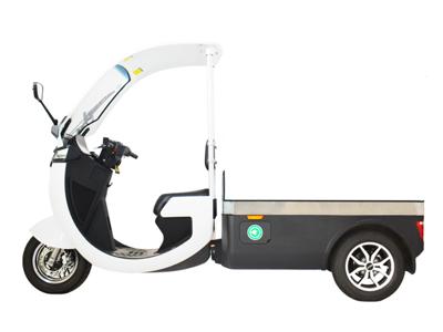 Triciclo elétrico de carga com caçamba flatbed